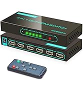 SkycropHD 4K@60Hz HDMI Switch, 5 in 1 Out HDMI 2.0 Switcher with Remote Support Auto Switch, HDR1...