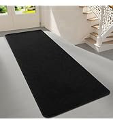 Woottpe 2x6 Feet Runner Rugs for Hallway, Black Modern Soft Bedroom Bedside Rug, Low Pile Non Sli...