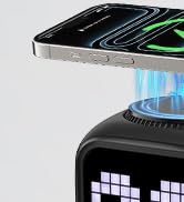 Retro Robot 5-in-1 Bluetooth Speaker: 15W Wireless Charger, Pixel LED Screen, 10W Stereo Sound &amp; ...