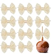 AIMUDI Ivory Satin Ribbon Bows with Twist Ties for Treat Bags 3.5" Ivory Bows for Crafts Small Bo...