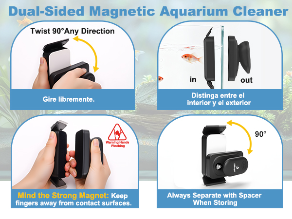 Dual-Blades Algae Fish Tank Glass Cleaner Brush