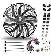 FGJQEFG 16 Inch Black Universal Slim Fan Push Pull Electric Radiator 12V 120W High Performance Co...