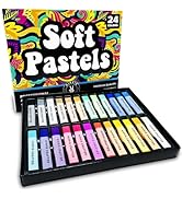 HIPPIE CRAFTER Art Supplies Set of 24 Soft Chalk Pastels, Non-Toxic, Oil-Free, Assorted Colors, B...