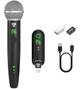 XTUGA X-1 Wireless Microphone, Bluetooth Rechargeable Metal Handheld Mic | Dynamic Microphone w/ ...