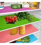 TIONTURE 4 Pcs Refrigerator Liners Refrigerator Mats EVA Fridge Liner for Glass Shelves Washable ...