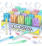 200 Pack Mini Bubble Party Favors for Kids, Bubbles Bulk with Gift Box, Pastel Bubble Wand Sticks...
