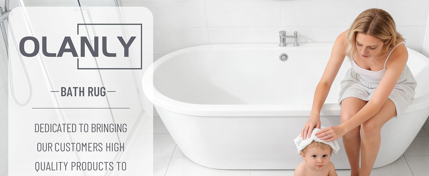 OLANLY Striped Memory Foam Bath Mat