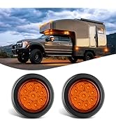 Nilight 2Inch Round Marker Light 2PCS Amber 9LED LED Marker Clearance Light 4 Flush Mount with Pl...