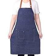 Geounzay Aprons for Men, Denim Cooking Kitchen Aprons, Adjustable Bib Aprons with multiple pocket...