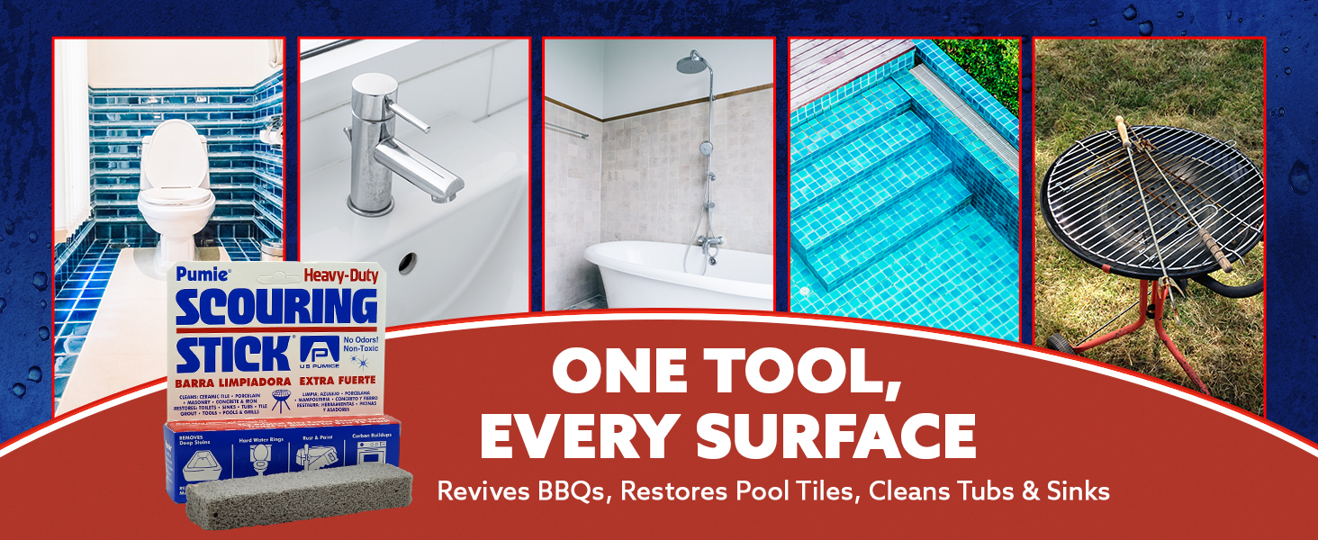 Buildups, Rust &amp;amp;amp; Tough Stains, Perfect Pumice Stone for Cleaning Bathtub, Pools, Kitchens