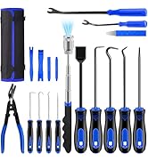 DWH 18 Pcs Precision Pick and Hooks Set, Auto Body Tool Kit with Scraper Telescoping Magnetic Pic...