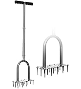 Walensee Lawn Aerator Spike Metal Manual Dethatching Soil Aerating Lawn with 15 Iron Spikes, Pre-...