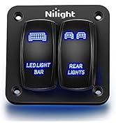 Nilight 90104B 2Gang Aluminum Laser Rear LED Light Bar Rocker 12/24V 5Pin ON/Off Pre-Wired Toggle...