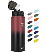 Fanhaw 24 Oz Stainless Steel Insulated Sports Water Bottles with Straw for Kids, Men and Women (R...