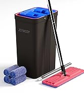 JOYMOOP Mop and Bucket with Wringer Set, Hands Free Flat Floor Mop and Bucket, with 4 Washable Mi...