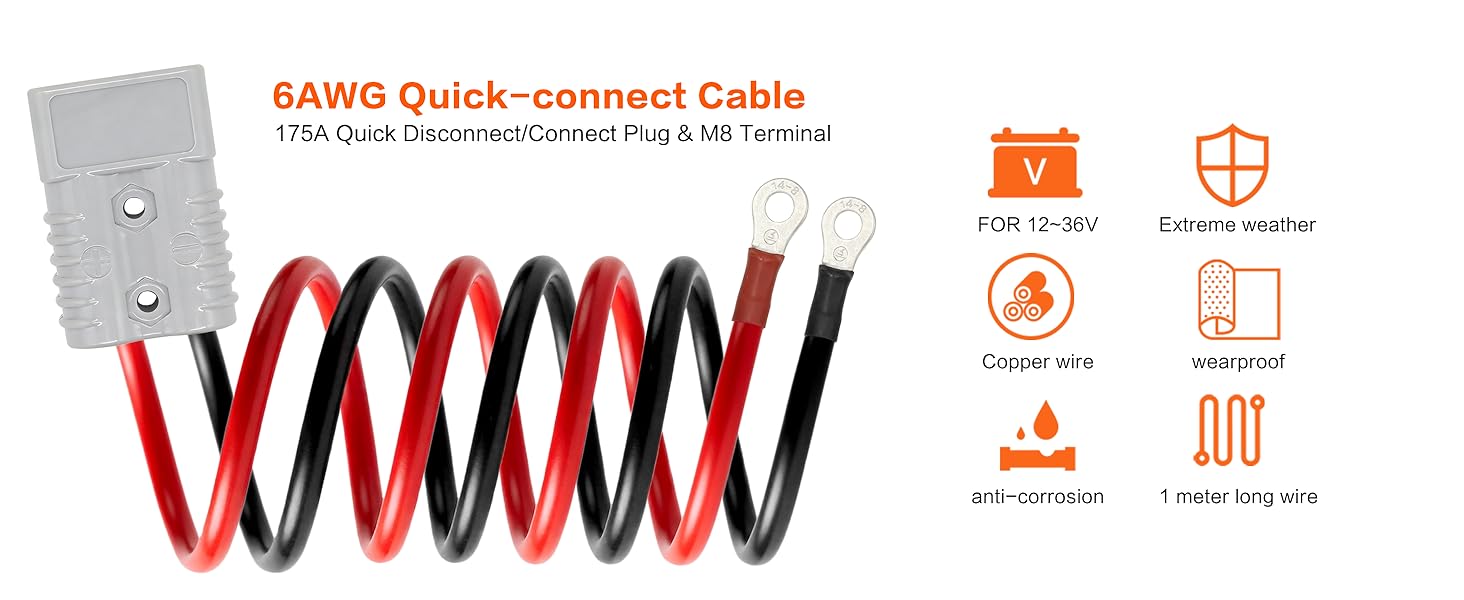 6awg cable with 175a plug
