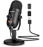 Podcast Microphone for Phone/Pad/PS4,Condenser Recording USB Microphone for Computer,Metal PC Mic...