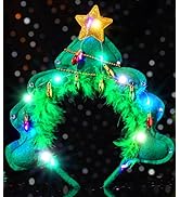 Uranian Light Up Christmas Headbands Xmas Tree Hairband Led Xmas Hair Hoop Glow Festival Party Ha...