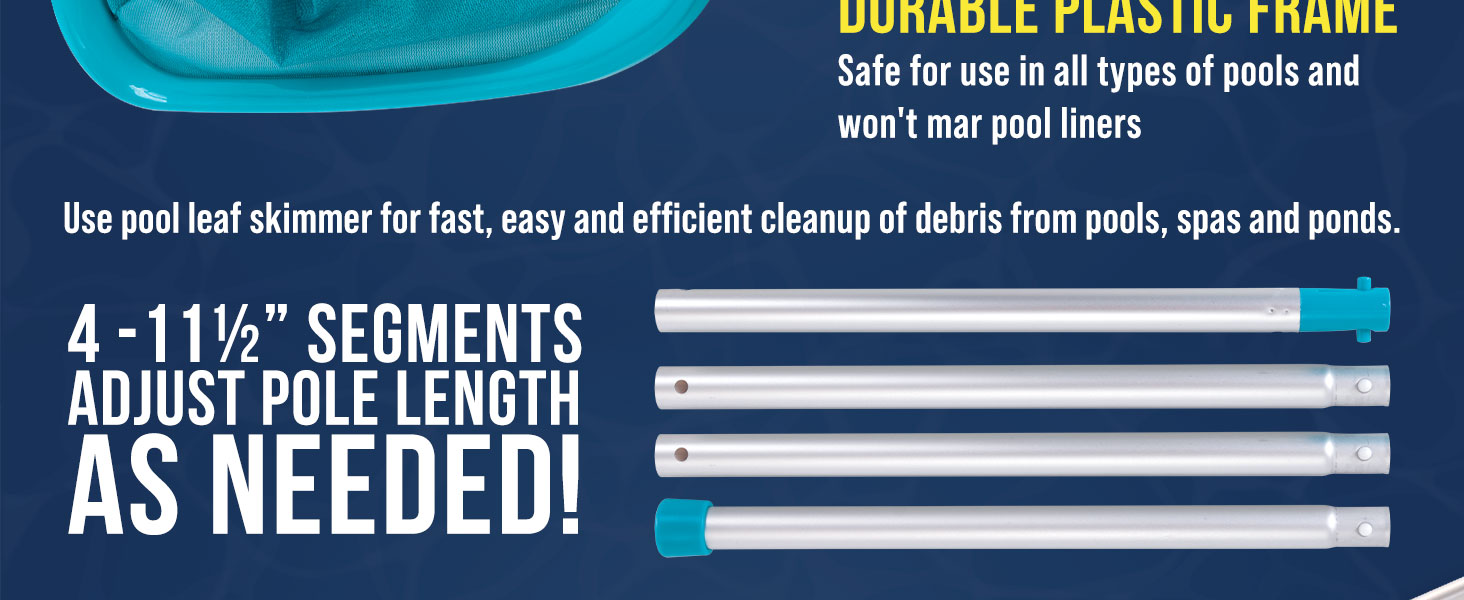 telescopic attachment lightweight durable deep filter scoop scraper remover floating surface pond