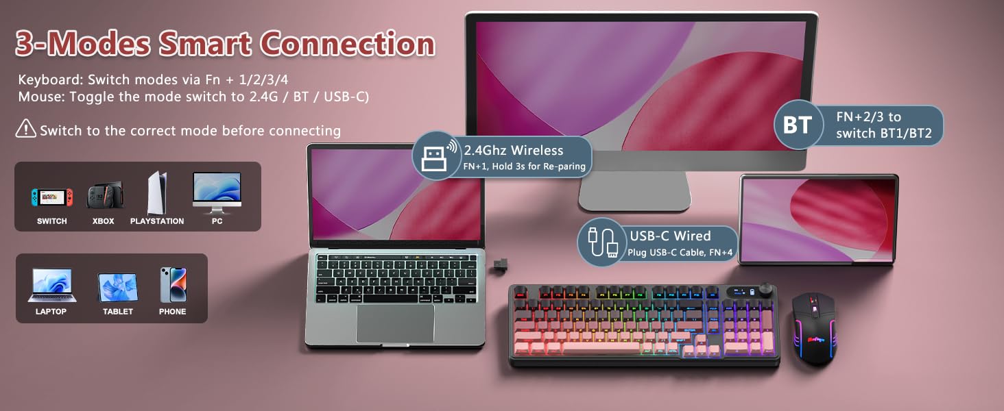 Wireless keyboard and mouse combo Creamy keyboard with number pad