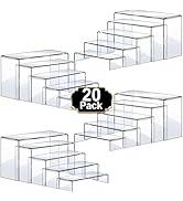 Aheroi Acrylic Risers, 20 Pcs 4 Set Display Stands, Clear Rectangular Risers for Decor, Cupcake F...