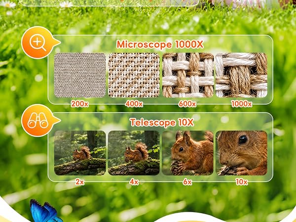 1000X digital microscope &amp; 10X magnifying glass for kids 