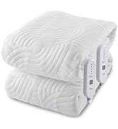 Queen Size Heated Mattress Pad -Bed Heating Pad with Deep Pocket,Dual Controller Electric Bed War...