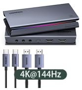 UGREEN 4K 144Hz Video Capture Card HDMI to USB 3.2 Gen 2 with Mic and HDMI 2.1 Loop-Out