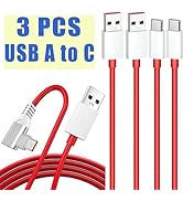 Jelanry 3-Pcs 6FT OnePlus SUPERVOOC 80W USB A to C Cable, USB Type C Charging Cable Warp Fast Cha...