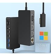 Microsoft Surface Dock Triple Display with Power Supply, 12 in 1 Surface Pro Docking Station Dual...