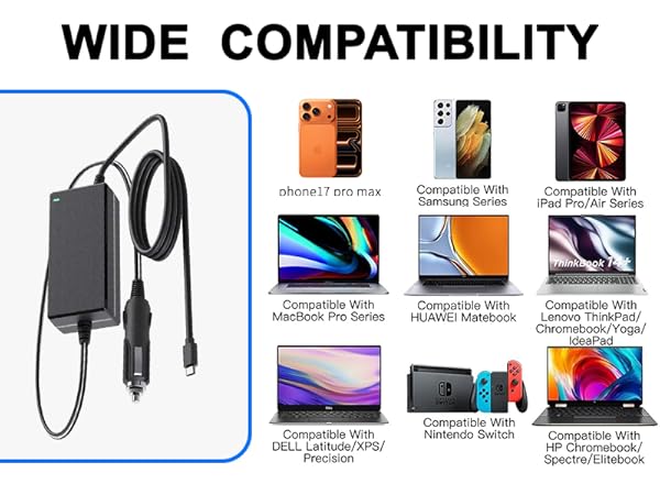 90W USB-C Laptop Car Charger