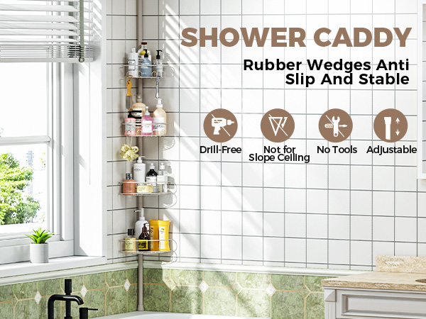 Urackify Corner Shower Caddy Tension Pole