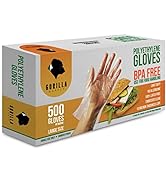Gorilla Supply 500 BPA Free Premium Disposable Gloves Poly PE LDPE Plastic for Kitchen Food Handl...