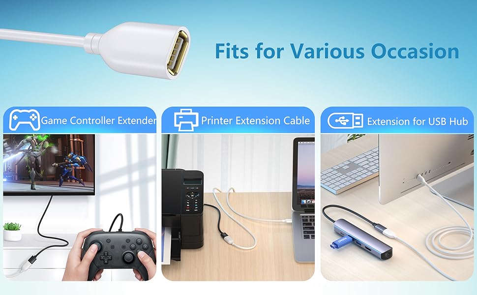 usb extension cable white