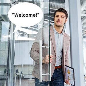 Door Greeter Welcome Guests Set Reminders For Employees Greet Clients Guests and Customers
