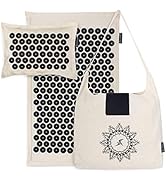 ProsourceFit Ki Acupressure Mat and Pillow Set with 100% Natural Linen for Back/Neck Pain Relief ...