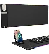 Birthday Gifts for Men Women,Wireless Phone Charger with Mouse Pad,RGB Gaming Mouse Pad with Phon...