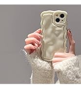 FABSPARK Case for iPhone 15 Pro,Cute 3D Solid Color Meteorite Bubble Water Ripple Curly Wavy Fram...