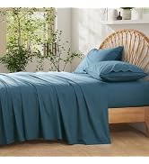 Entisn Pure Cotton Sheets Queen Size Bed Set 4 Pieces, 400 Thread Count Cotton Sheet Set with All...