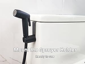 Mount handheld bidet sprayer holder on toilet tank for easy access