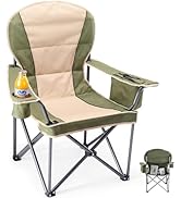 OLIXIS Folding Camping Chair, Portable Collapsible Chair with Cup Holder, Non-Slip Feet, Heavy Du...