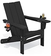 SERWALL Adirondack Chair with Dual Cup Holders, Folding Modern Adirondack Chair, HDPE Outdoor Fir...