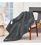 MAXEVE Heated Blanket Electric Throw 50"x60" Soft Double Sided Sherpa Heating Blanket with 8 Fast...