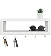 Lwenki Wall Shelf with Hooks - Decorative Key and Wallet Holder for Wall Holds Sunglasses, Leashe...