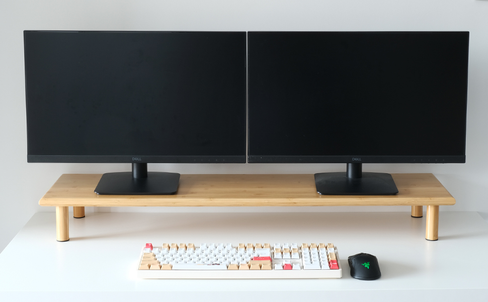 bamboo dual monitor riser