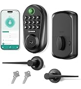 IRONZON Keyless Entry Door Lock Deadbolt with Handles Set Fingerprint Smart Door Lock with Keypad...