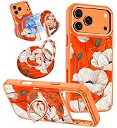 Meshine for iPhone 17 Pro Max Case,Compatible with MagSafe,360°Magnetic Ring Holder Rotation Stan...
