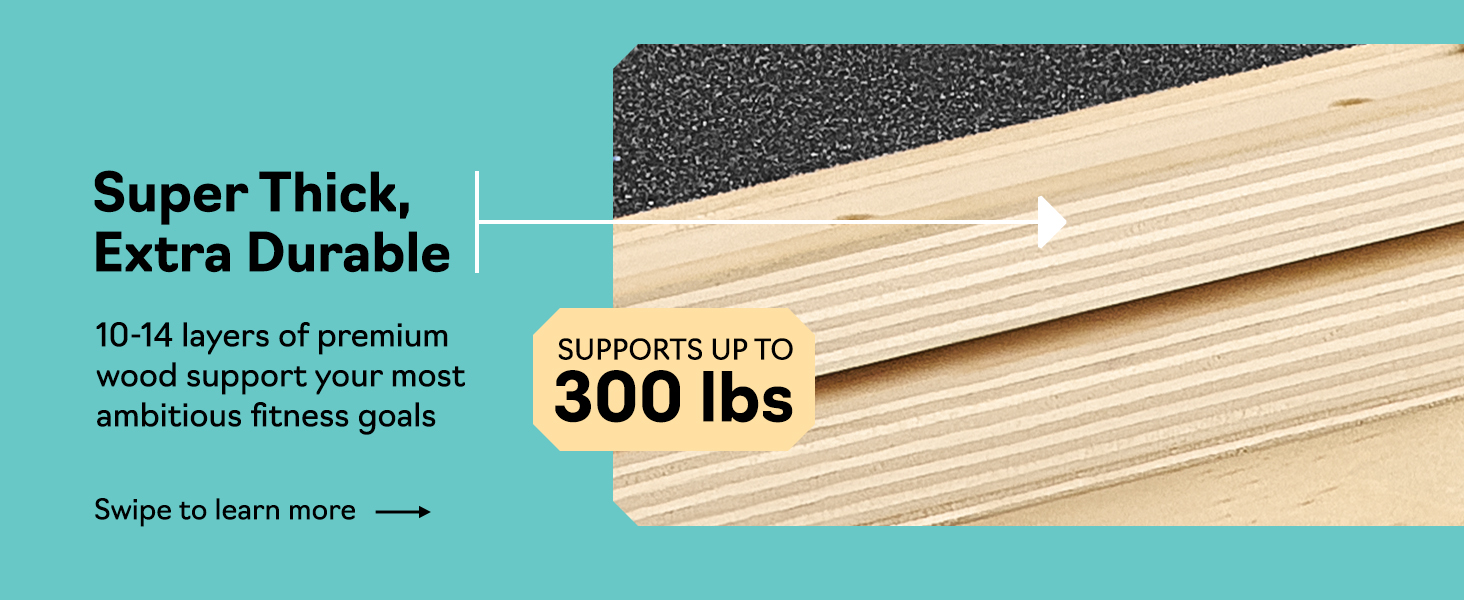 Durable wooden slant board for exercise with anti slip grip and high weight capacity