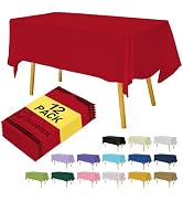 Hereisa Premium Disposable Table Cloth - 12 Pack, 54 x 108 Inch Table Cloths for Parties, Decorat...