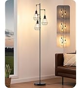 EDISHINE 70IN Farmhouse Floor Lamps for Living Room, Dimmable Industrial Tall Standing Lamps 3 LE...